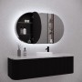 London Matte Black Oval LED Shaving Cabinet 1200 * 700